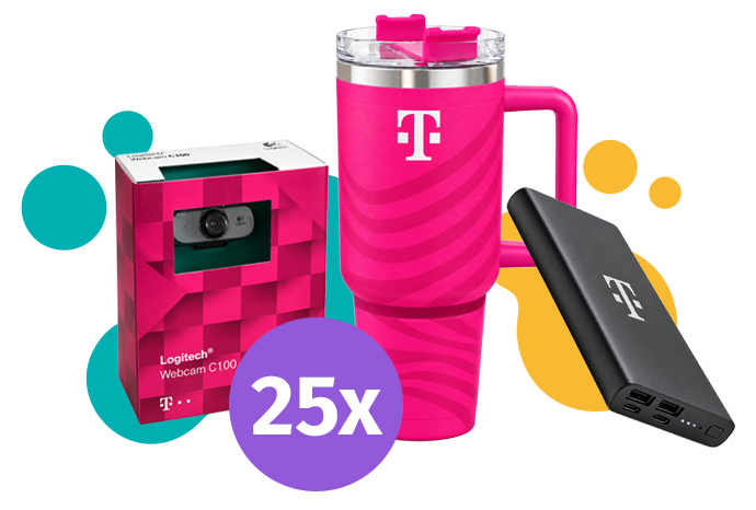 Kamera internetowa Logitech Webcam C100, kubek termiczny T-mobile i powerbank 10000 mAh — 25x